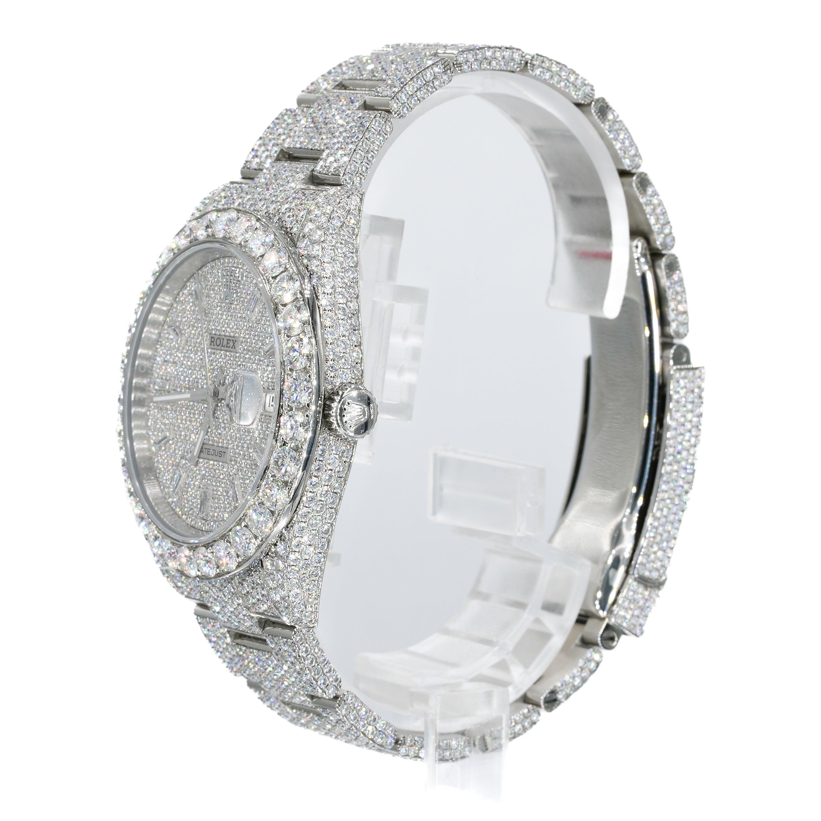 DJ 41MM Moissanite Diamond Big Stone Bezel Watch 22CT - Moissanite Bazaar - moissanitebazaar.com