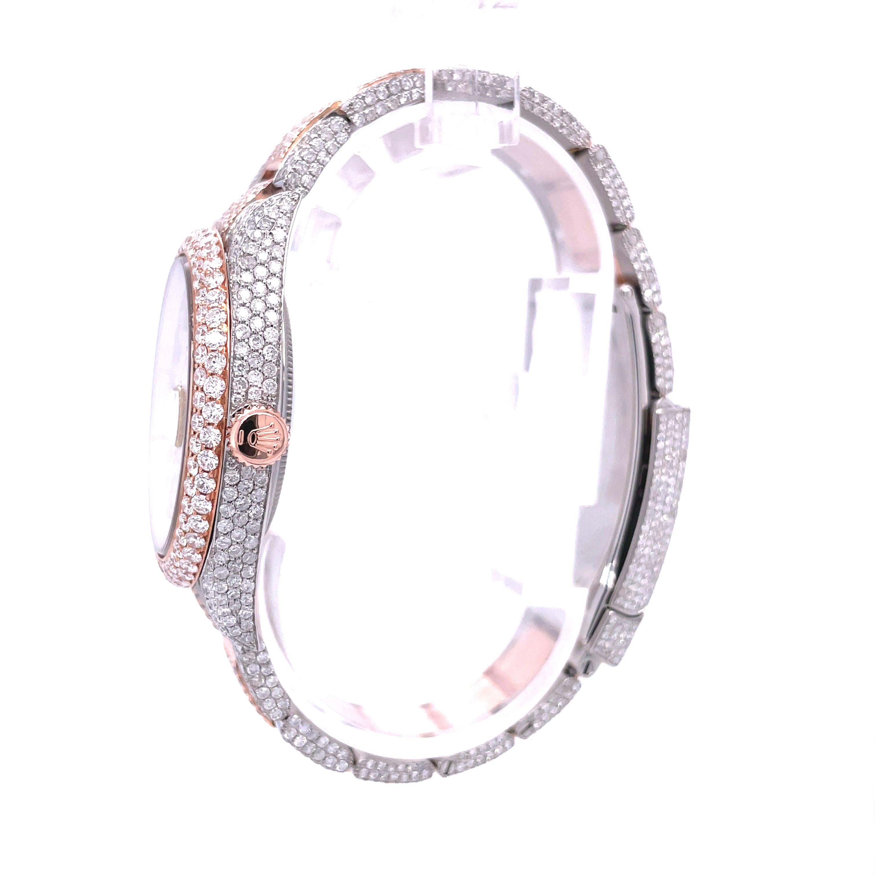 Rolex DateJust Two-Tone Rose Gold 41MM Moissanite Diamond Watch 22CT - Moissanite Bazaar - moissanitebazaar.com