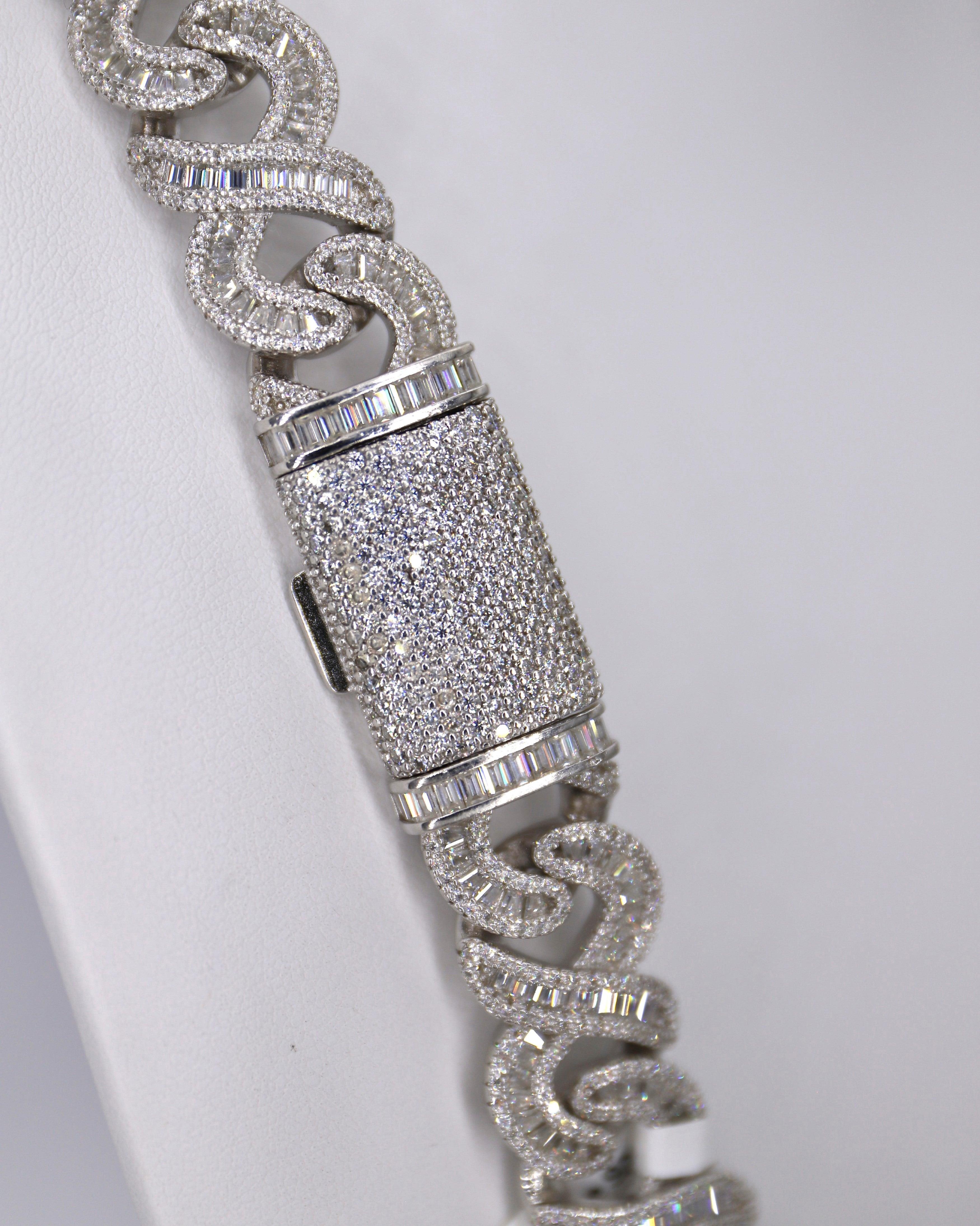 Moissanite Infinity Loop Baguette 15MM Cuban - Moissanite Bazaar - moissanitebazaar.com