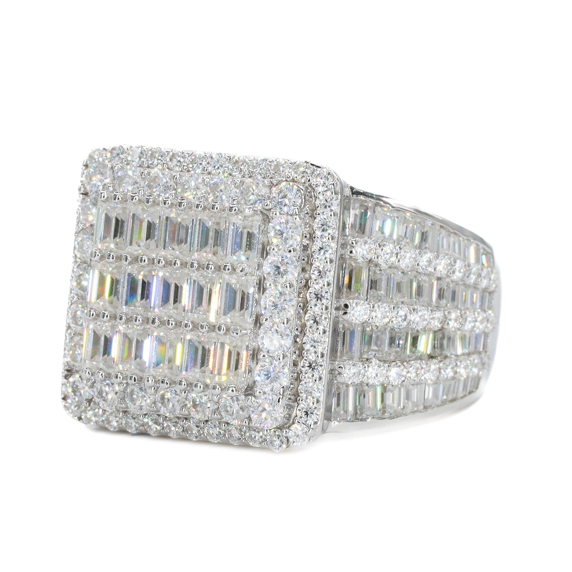 Baguette Inlay Square VVS Moissanite Diamond Ring - Moissanite Bazaar - moissanitebazaar.com