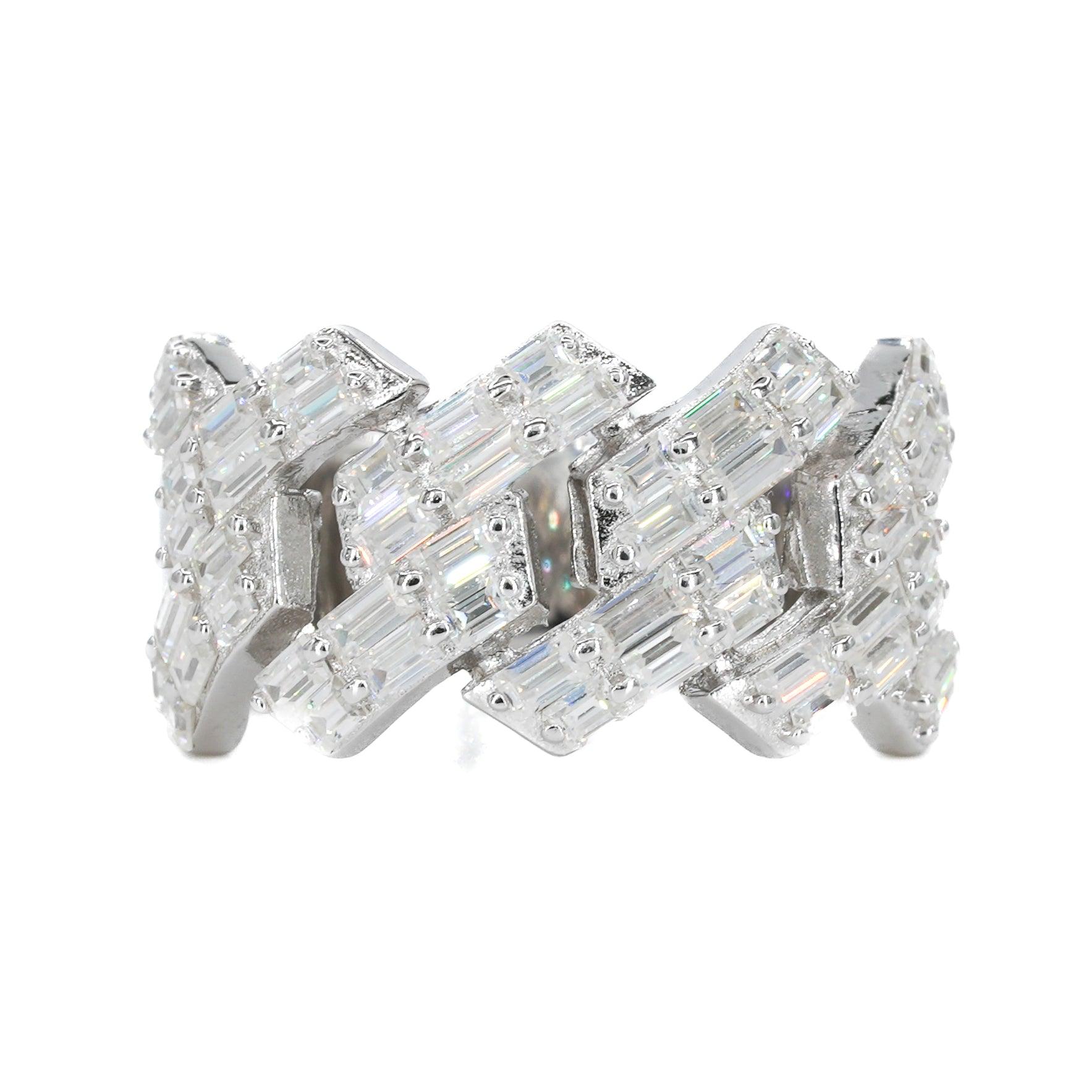 Baguette Cuban VVS Moissanite Diamond Ring - Moissanite Bazaar - moissanitebazaar.com