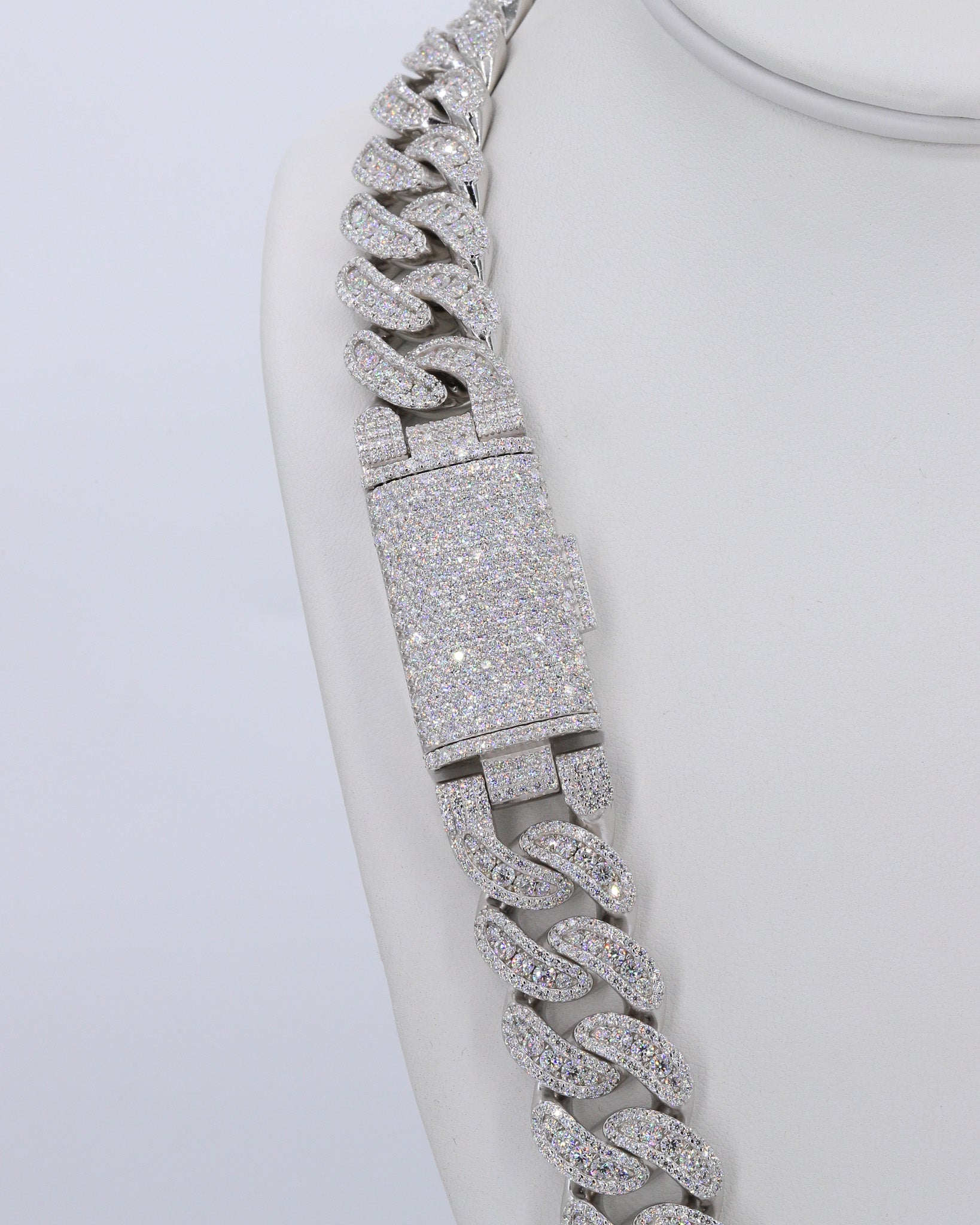 18MM Honeymoon Set VVS Moissanite Cuban Chain 22 Inch