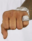 Fully Iced Baguette Faced VVS Moissanite Diamond Ring - Moissanite Bazaar - moissanitebazaar.com