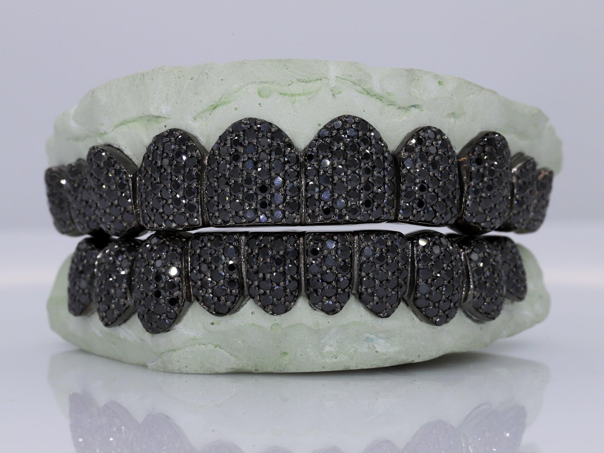 Black Moissanite Diamond Grillz - Moissanite Bazaar - moissanitebazaar.com