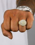 Fully Iced Baguette Round Face VVS Moissanite Diamond Ring - Moissanite Bazaar - moissanitebazaar.com