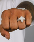 Small Iced Out Cross VVS Moissanite Diamond Ring - Moissanite Bazaar - moissanitebazaar.com