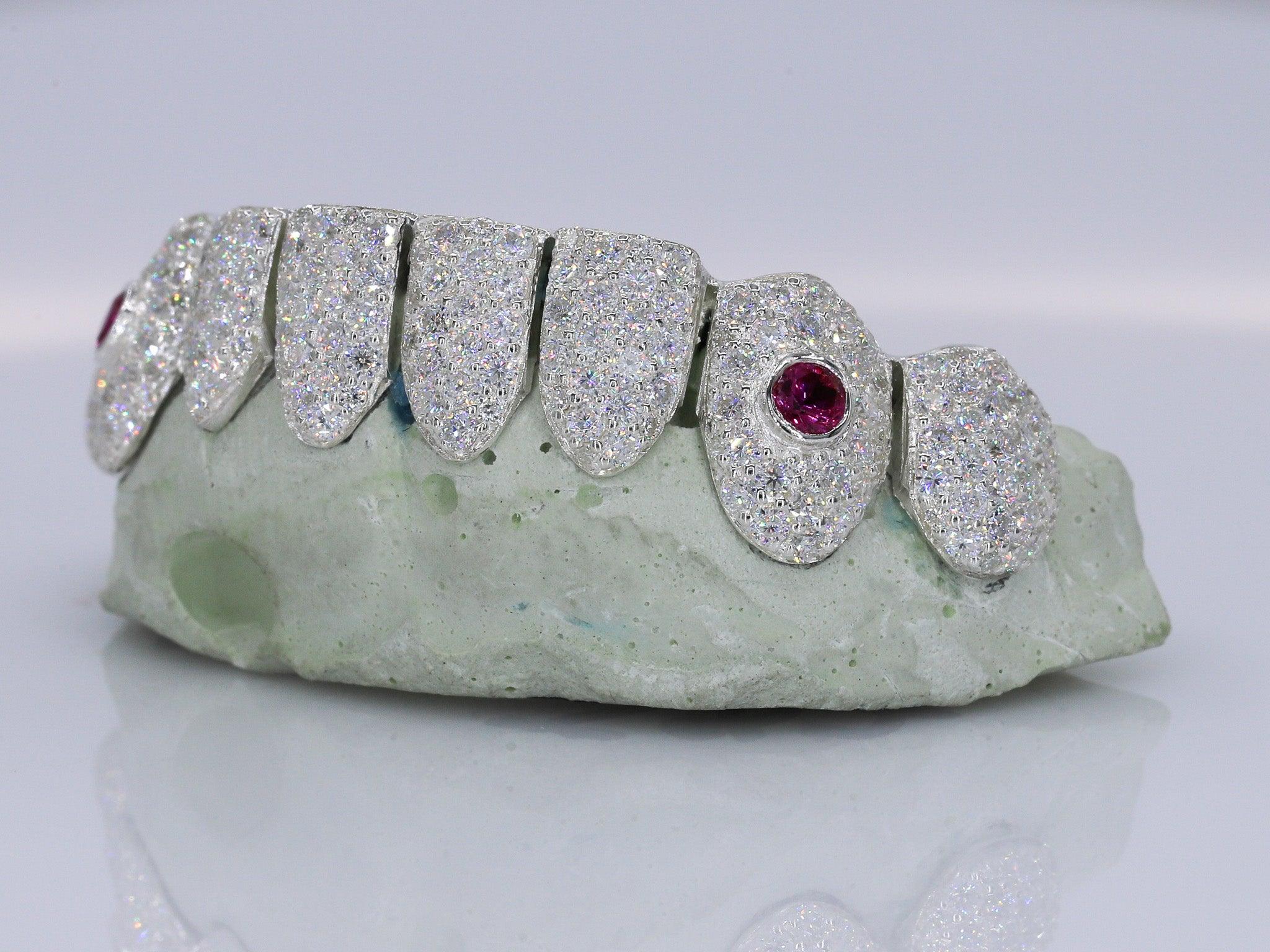 Ruby Stone Fang VVS Moissanite Diamond Grillz – Moissanite Bazaar