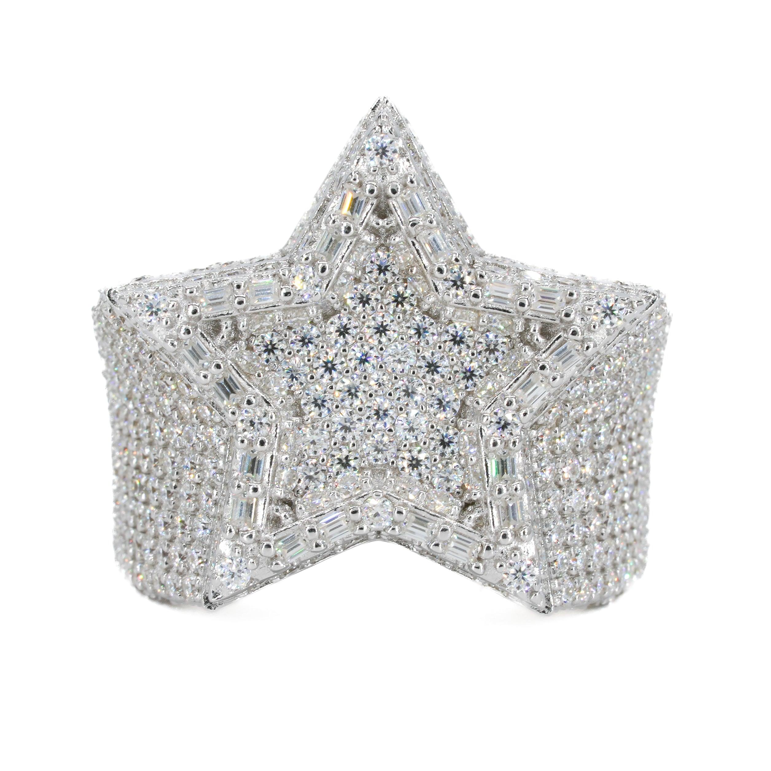 Baguette Parameter Star VVS Moissanite Diamond Ring - Moissanite Bazaar - moissanitebazaar.com