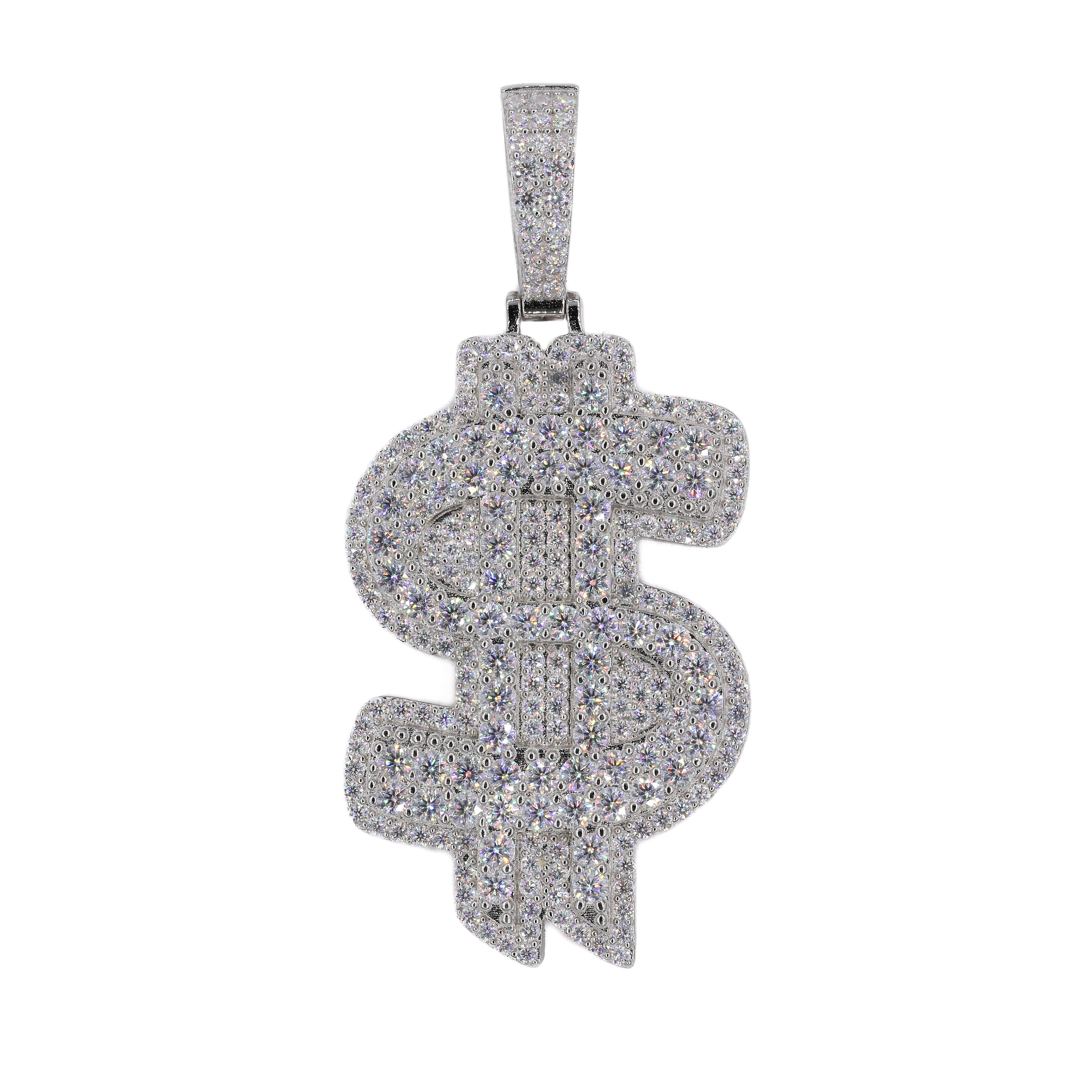 Big Stone Money Sign VVS Moissanite Diamonds Pendant - Moissanite Bazaar - moissanitebazaar.com