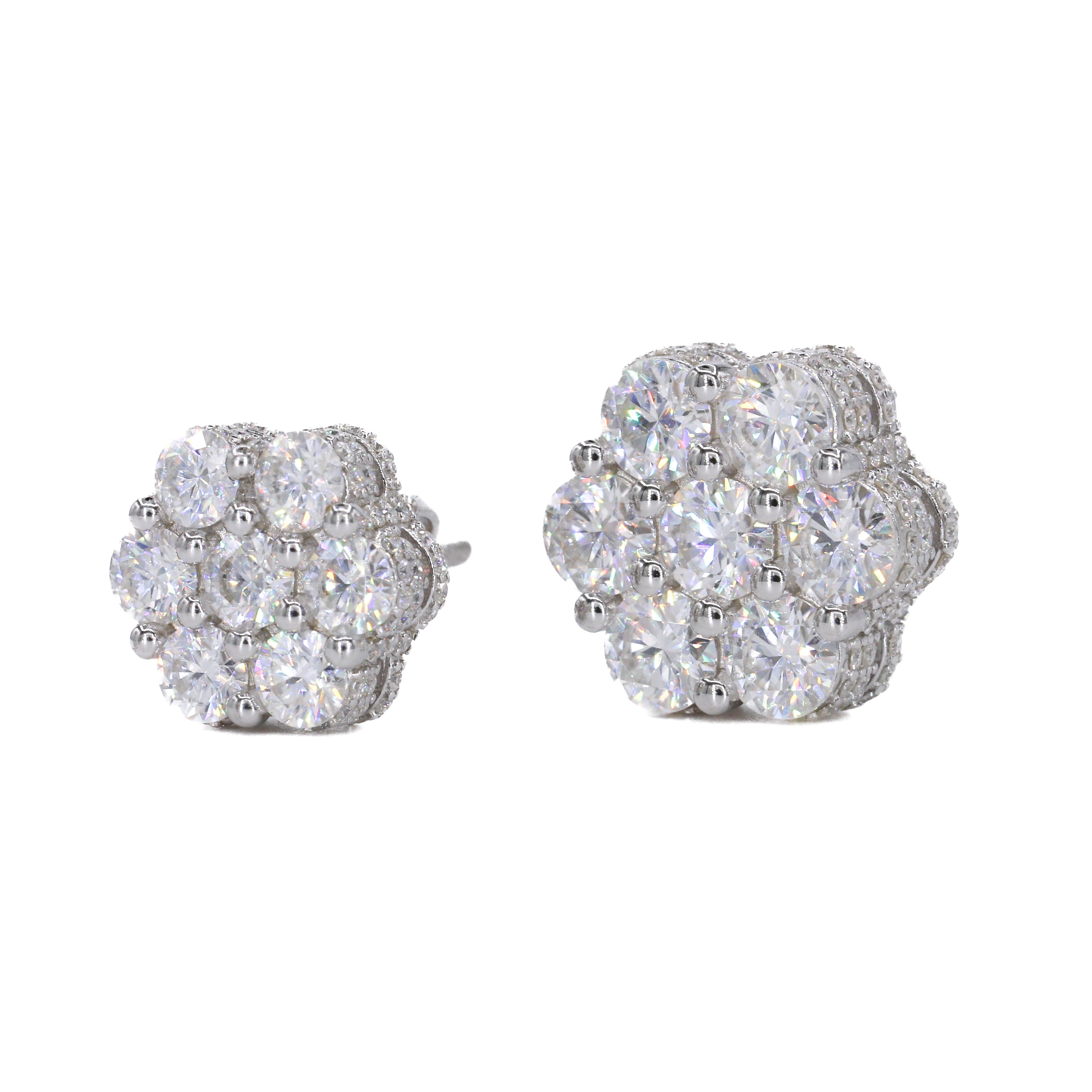 BIG STONE Flower Earring Fully Iced Out VVS Moissanite Daimond Earrings - Moissanite Bazaar - moissanitebazaar.com