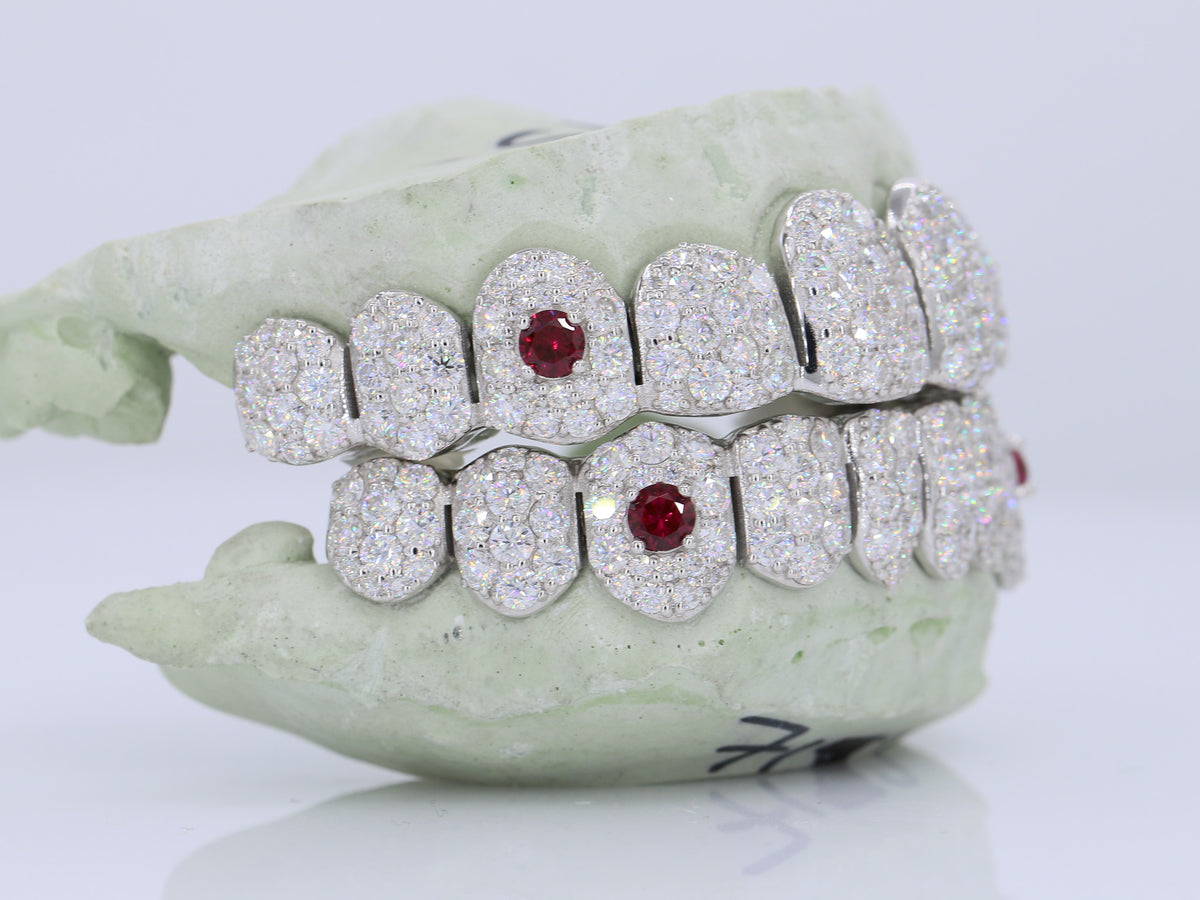 Jumbo Ruby Fang Pointer VVS Moissanite Diamond Grillz