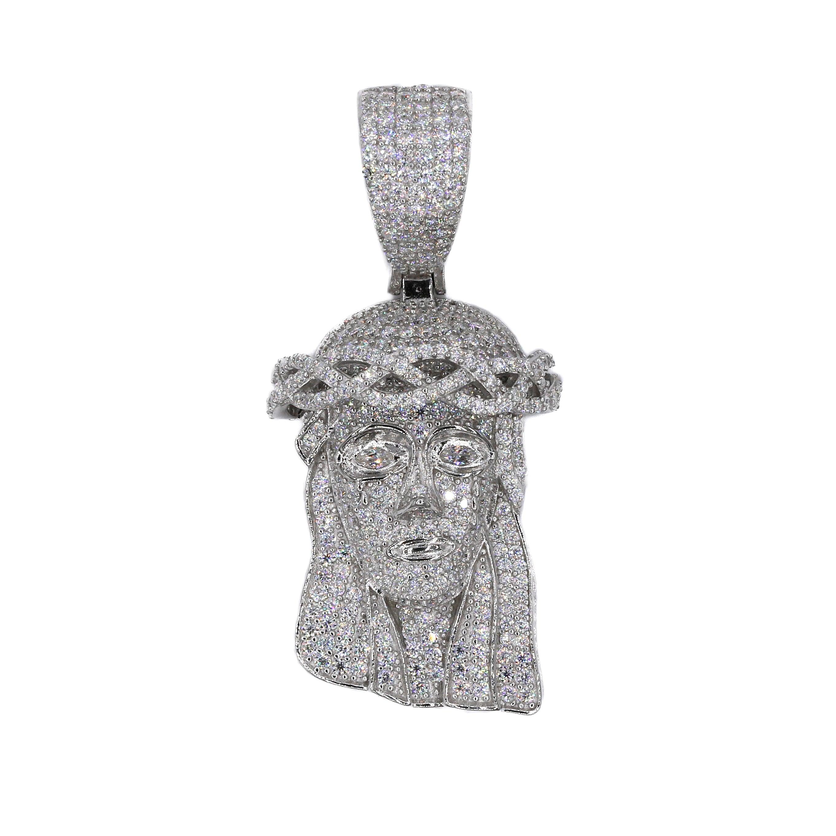 Medium Iced Out Jesus VVS Moissanite Diamond Pendant - Moissanite Bazaar - moissanitebazaar.com