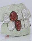 Blood Stone Fangs VVS Moissanite Diamond Grillz - Moissanite Bazaar - moissanitebazaar.com