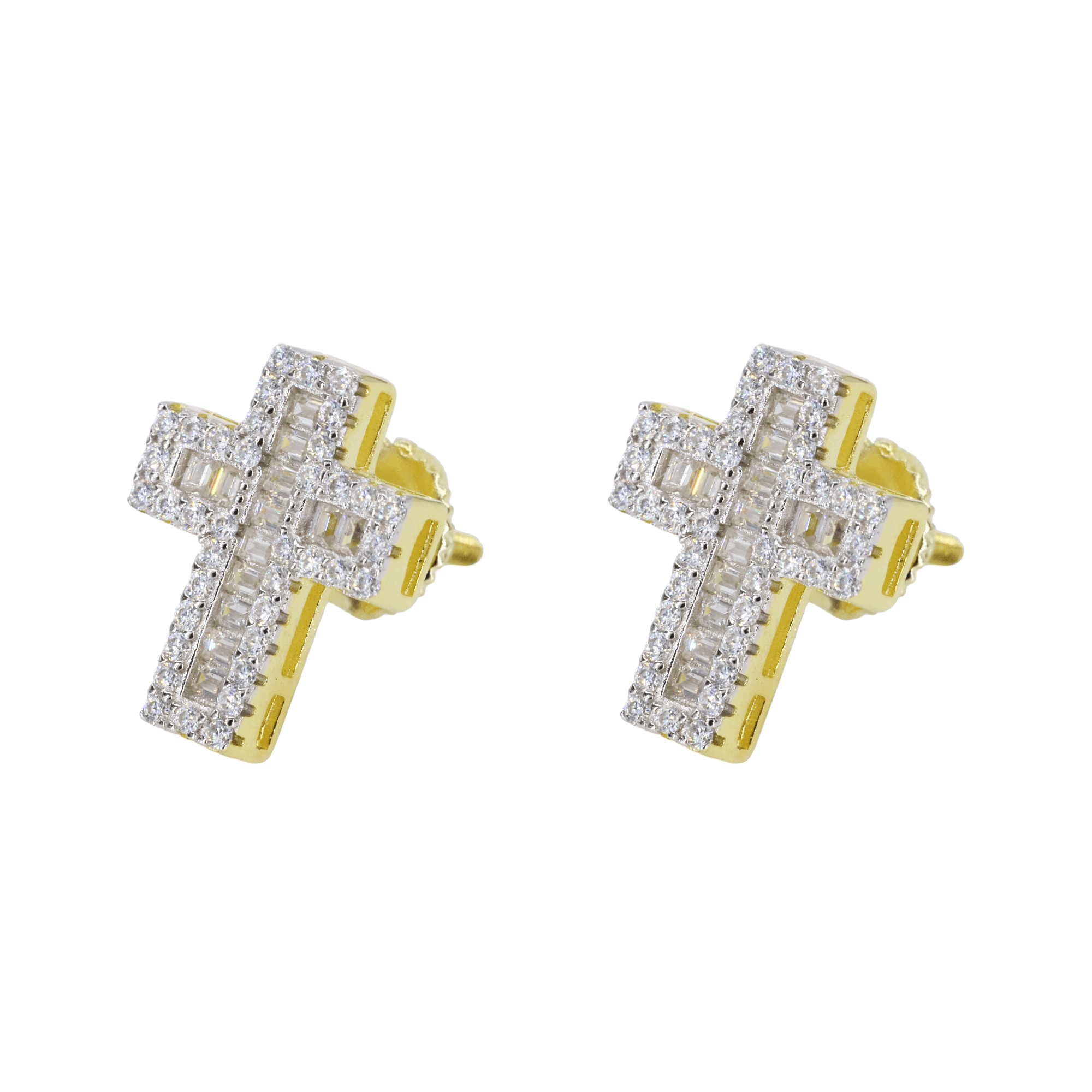 Baguette Cross VVS Moissanite Daimond Earrings - Moissanite Bazaar - moissanitebazaar.com