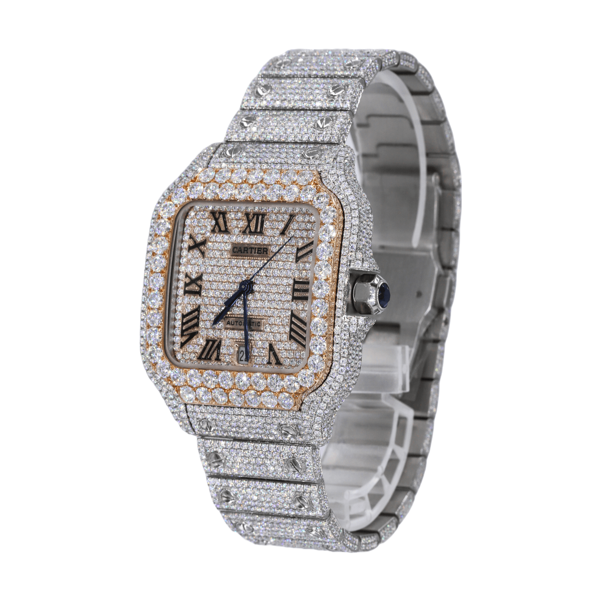 CS Two Tone 41MM Moissanite Diamond Watch 20CT - Moissanite Bazaar - moissanitebazaar.com