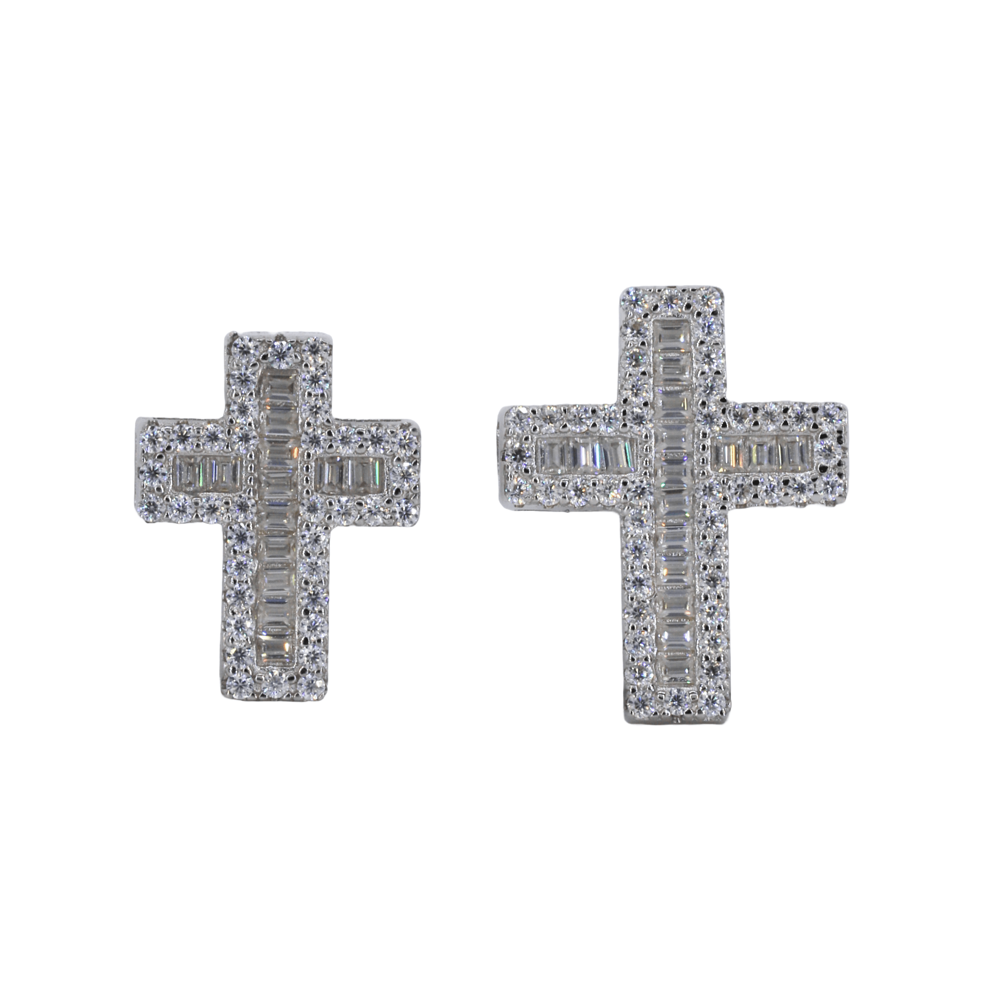 Baguette Cross VVS Moissanite Daimond Earrings - Moissanite Bazaar - moissanitebazaar.com