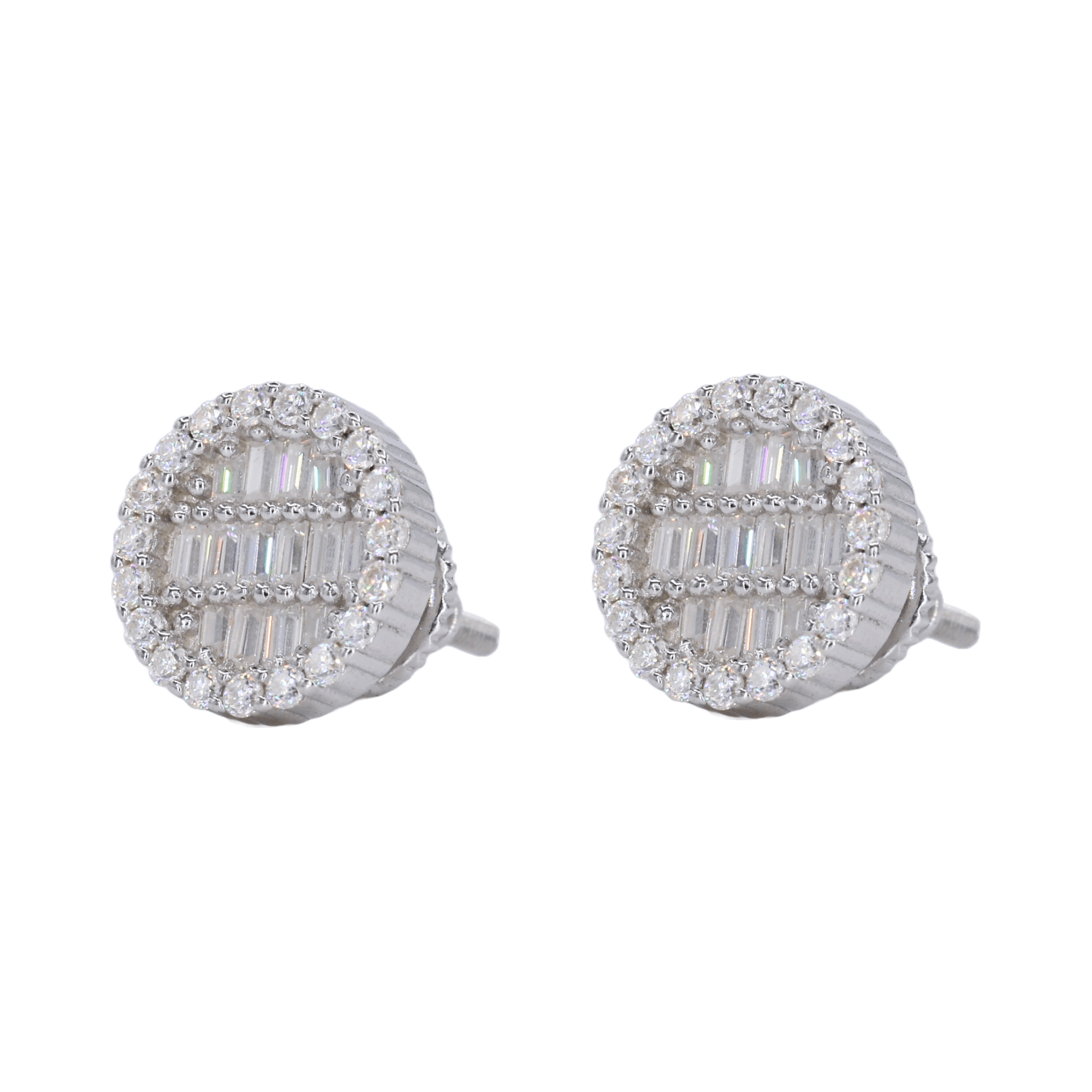 Real 925 Silver Round Earrings 2.6ct Moissanite Passes Diamond