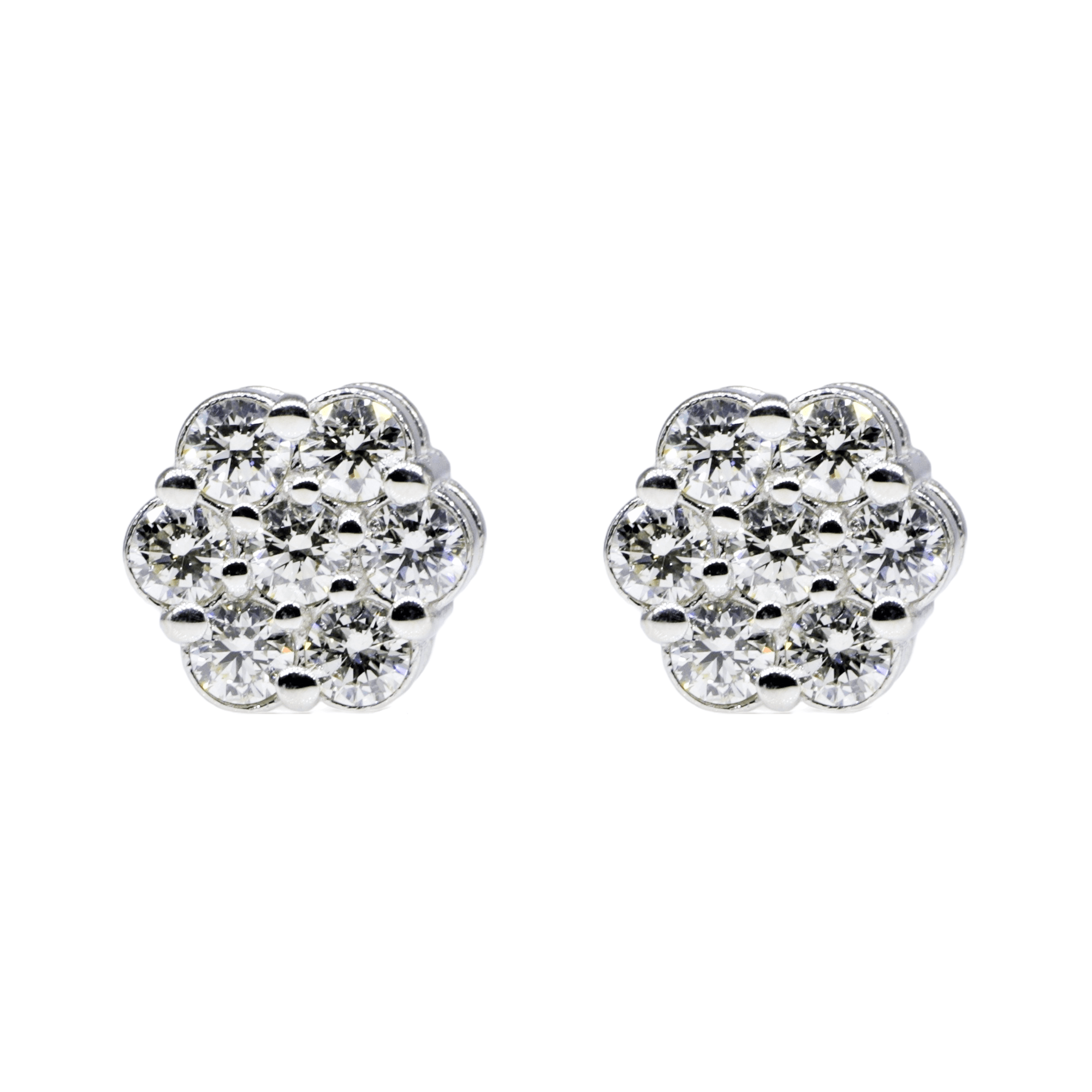 15 Pointer VVS Moissanite Diamond Flower Earrings - Moissanite Bazaar - moissanitebazaar.com