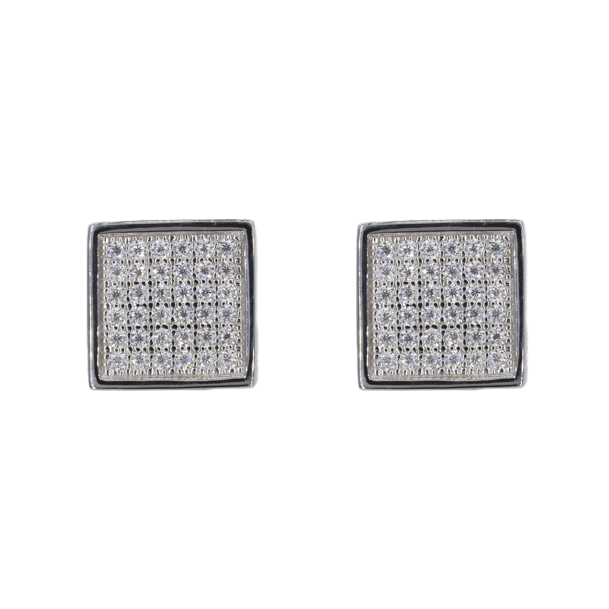 Square Iced VVS Moissanite Diamond Earrings - Moissanite Bazaar - moissanitebazaar.com