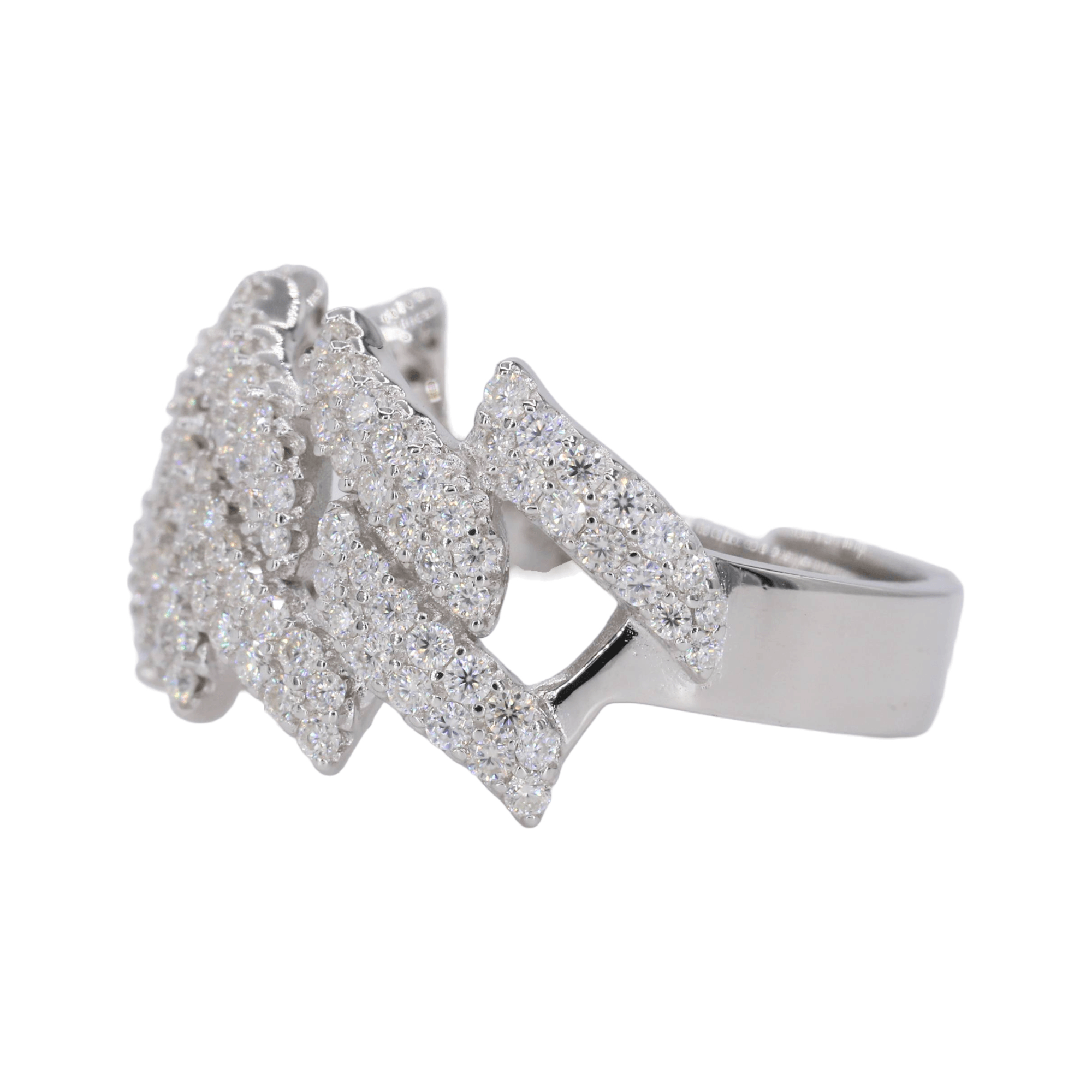 Iced Out Spiked Cuban Band VVS Moissanite Diamond Ring - Moissanite Bazaar - moissanitebazaar.com