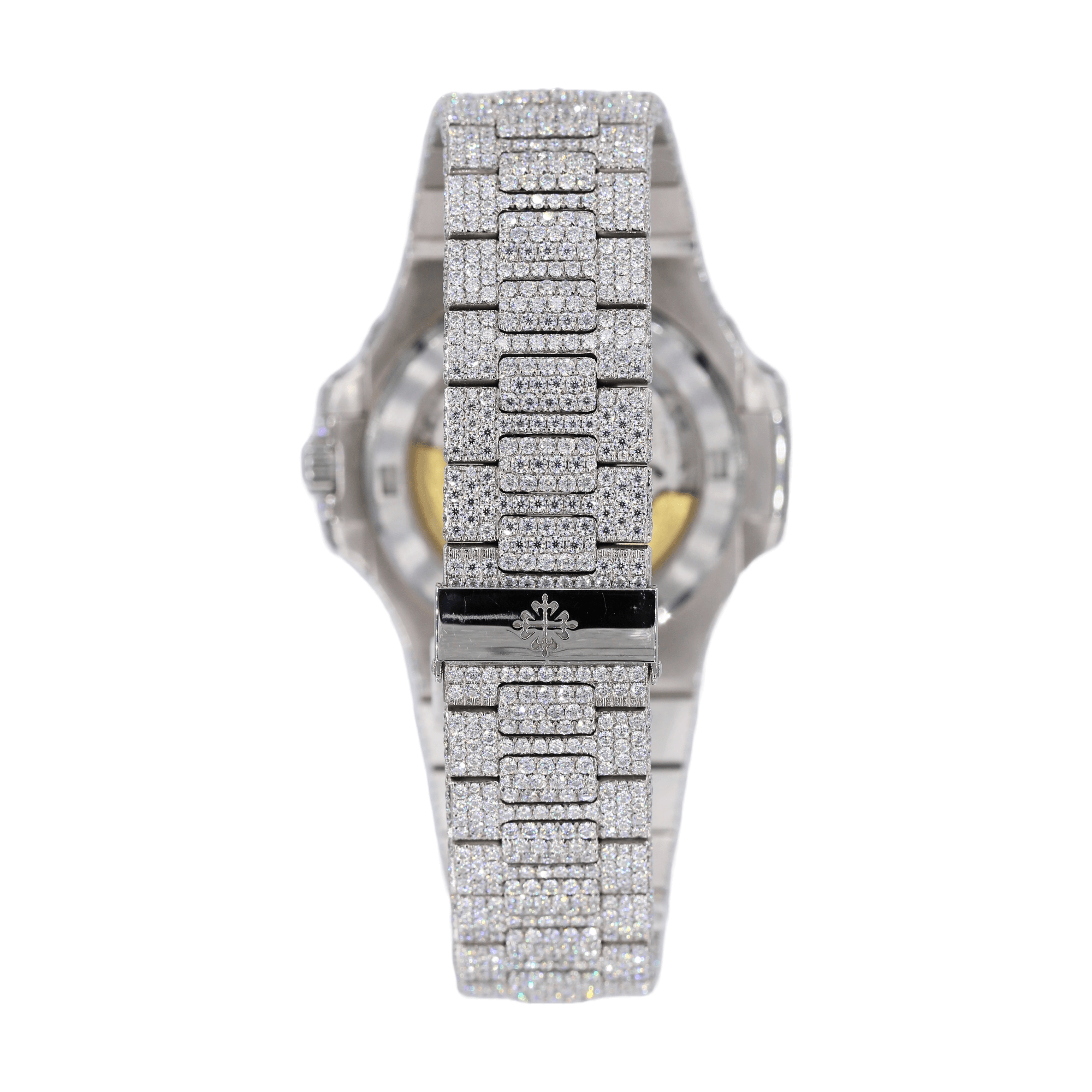 PT 41MM VVS Moissanite Diamond Two Row Stone Bezel Watch 22CT - Moissanite Bazaar - moissanitebazaar.com