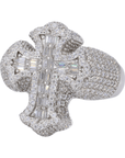 Gothic Baguette Cross VVS Moissanite Diamond Ring - Moissanite Bazaar - moissanitebazaar.com