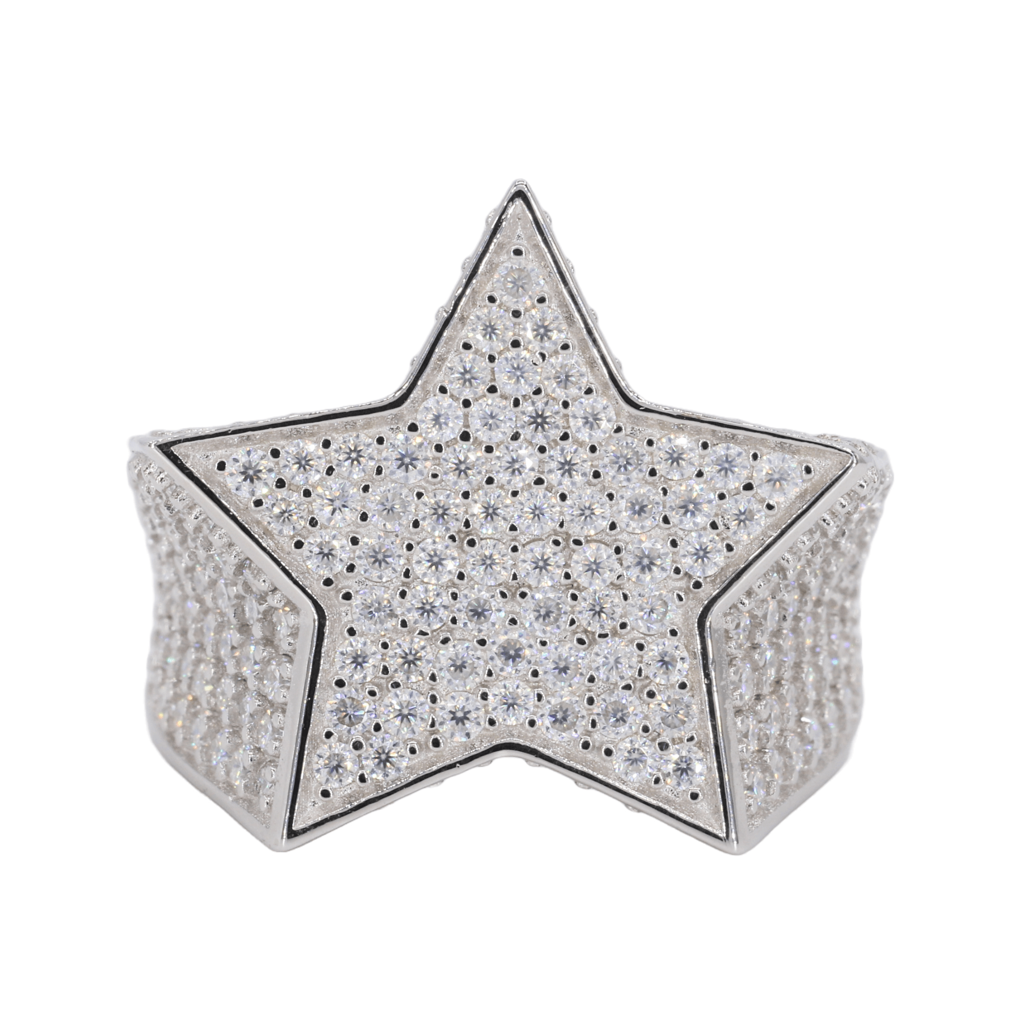 Fully Iced Star VVS Moissanite Diamond Ring - Moissanite Bazaar - moissanitebazaar.com
