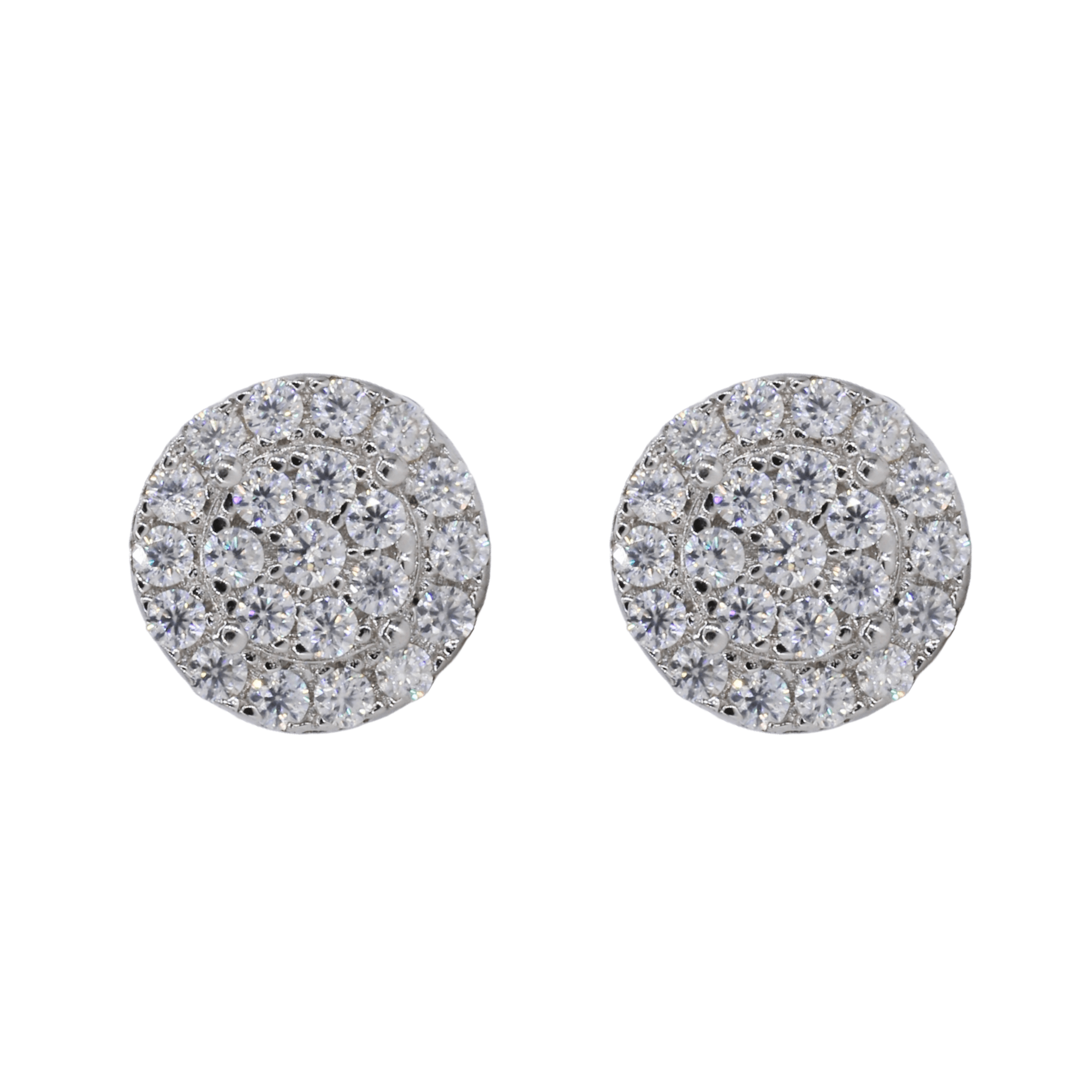 Circle Two Step Iced VVS Moissanite Daimond Earrings - Moissanite Bazaar - moissanitebazaar.com