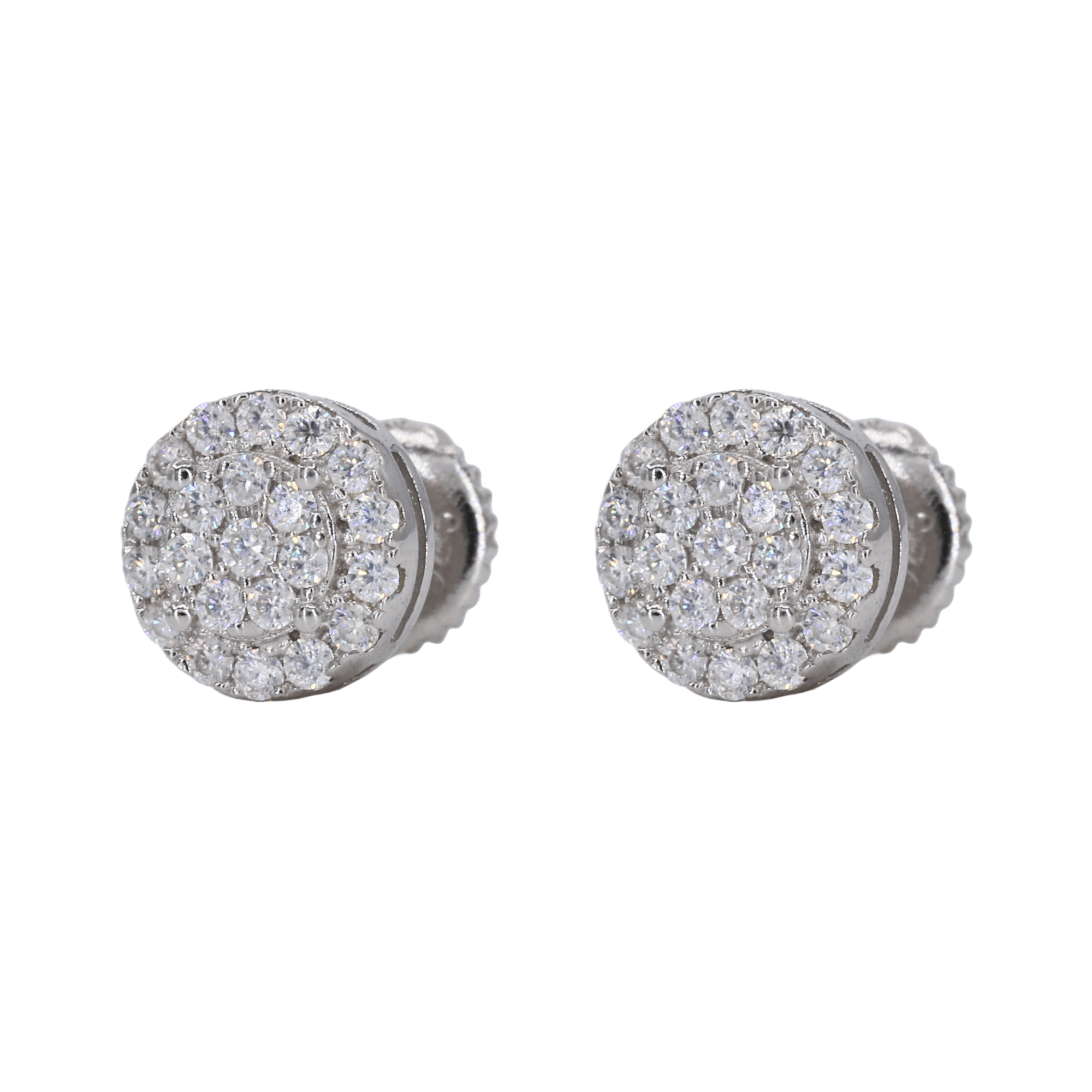 Circle Two Step Iced VVS Moissanite Daimond Earrings - Moissanite Bazaar - moissanitebazaar.com