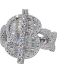 Bubble Baguette Money Sign VVS Moissanite Diamond Ring - Moissanite Bazaar - moissanitebazaar.com