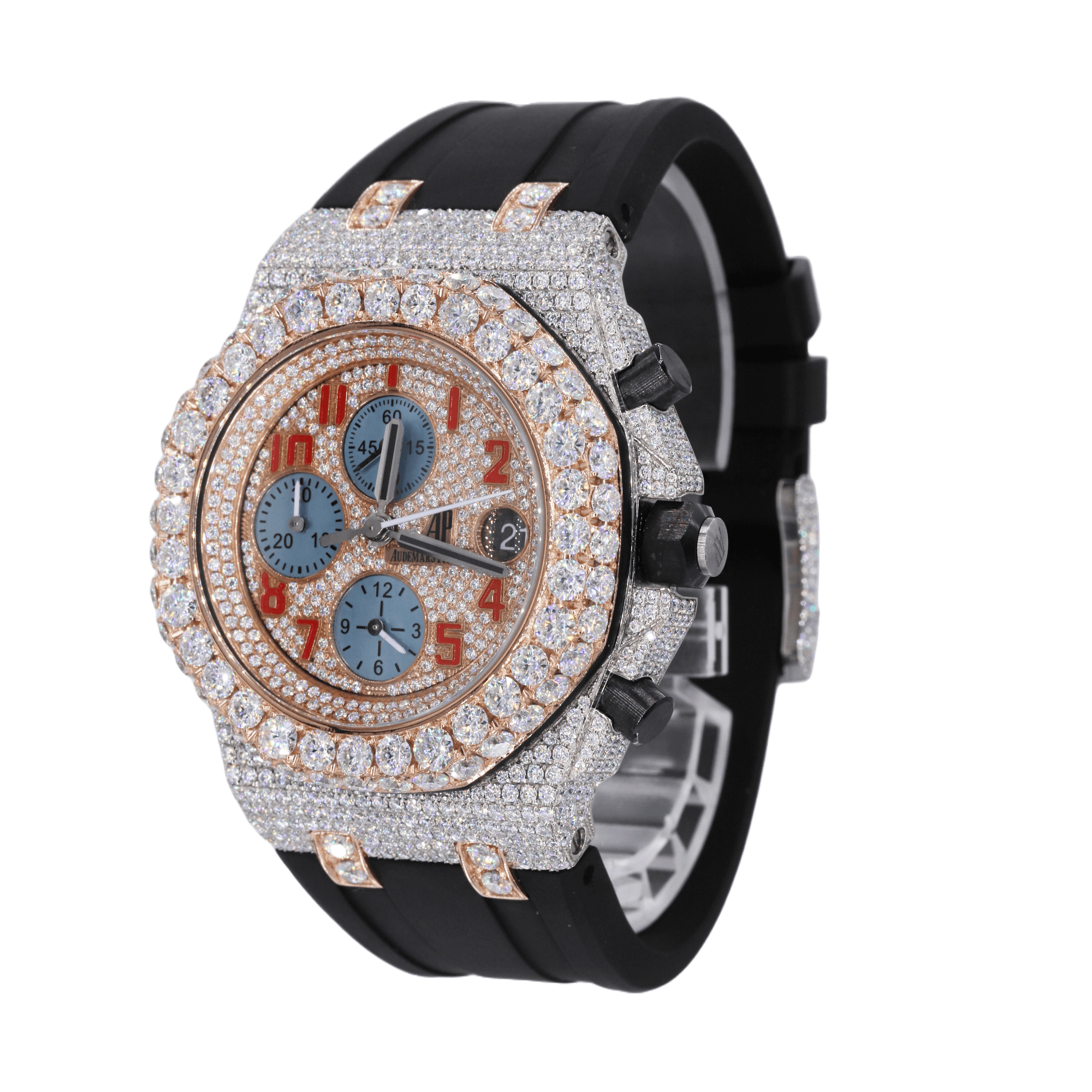 Stainless Steel 41MM Moissanite Diamond Watch 15CT - Moissanite Bazaar - moissanitebazaar.com