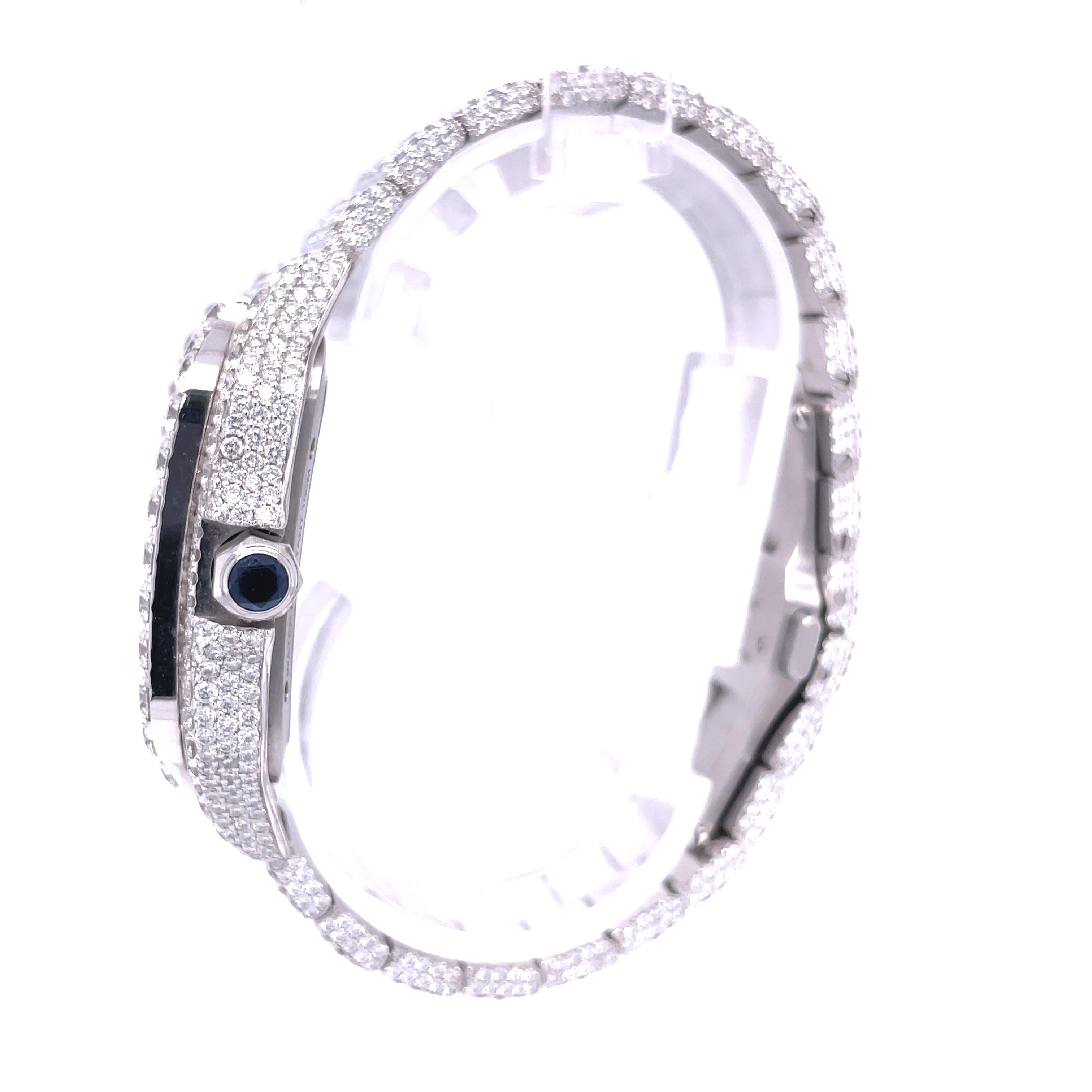 Cartier Santos Skeleton 41MM Moissanite Diamond Watch 20CT - Moissanite Bazaar - moissanitebazaar.com