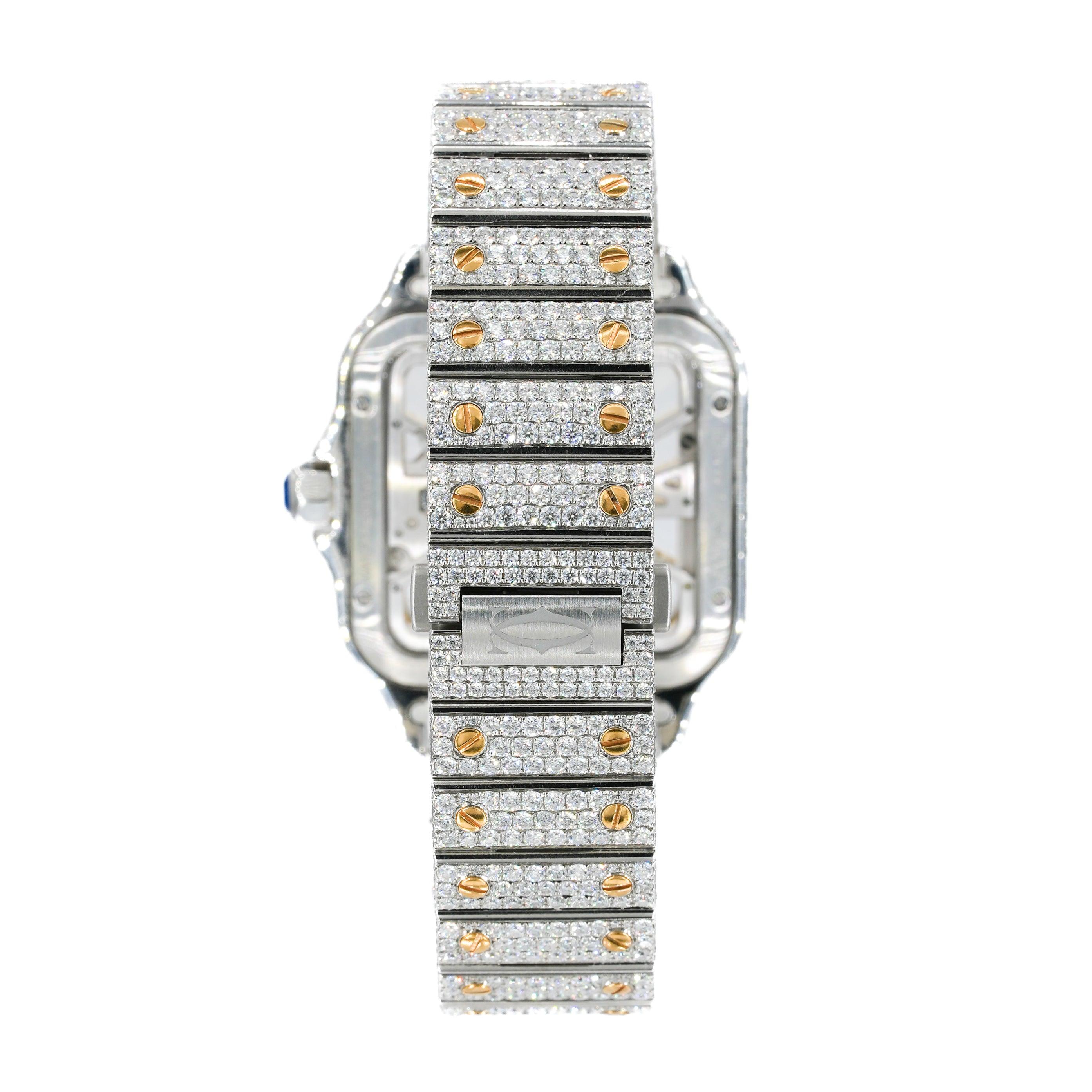 CS Skeleton Two-Tone 41MM VVS Moissanite Diamond Watch 20CT - Moissanite Bazaar - moissanitebazaar.com