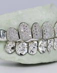 Diamond Top and Diamond Cut Bottom VVS Moisannite Diamond Grillz - Moissanite Bazaar - moissanitebazaar.com