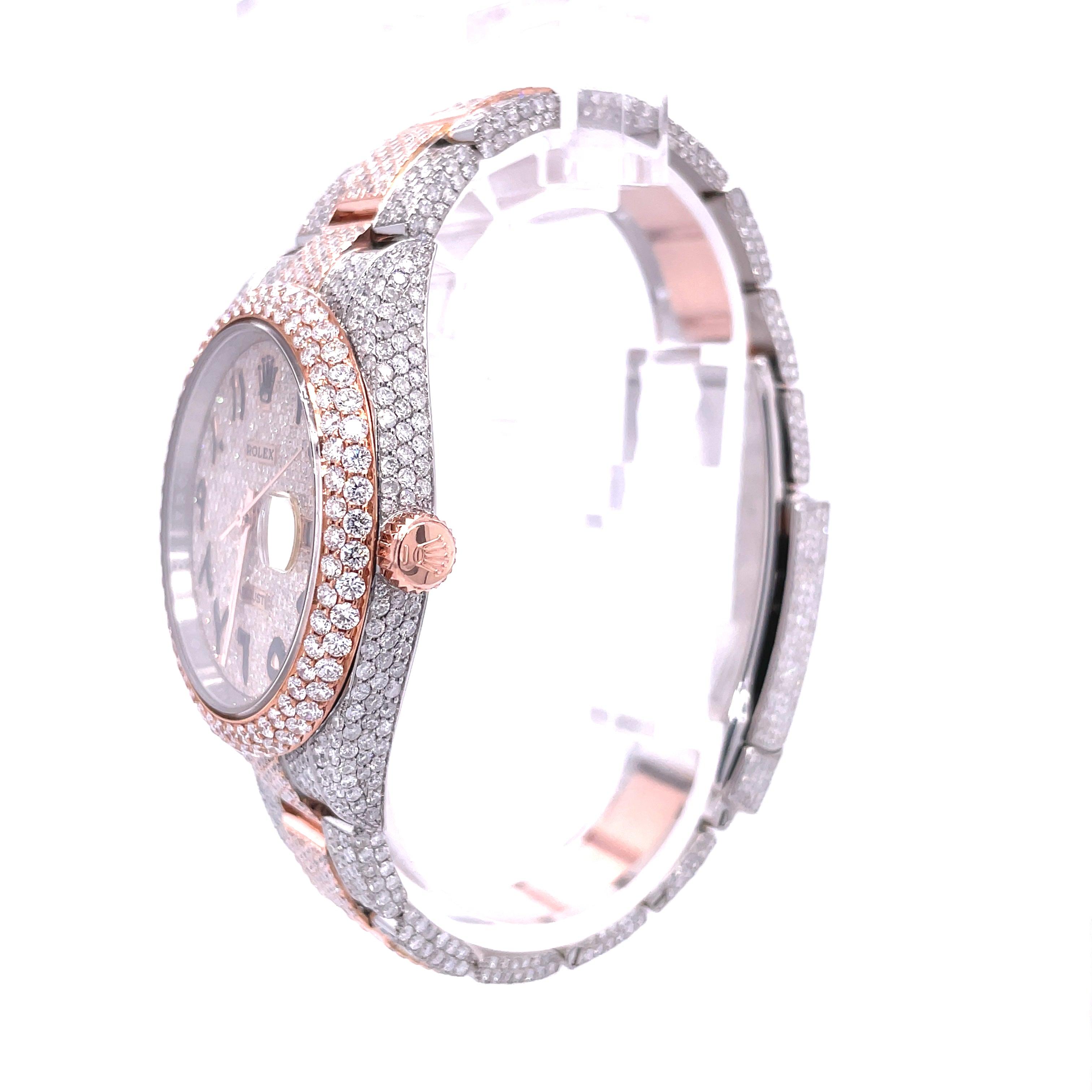 Rolex DateJust Two-Tone Rose Gold 41MM Moissanite Diamond Watch 22CT - Moissanite Bazaar - moissanitebazaar.com