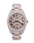 DJ Two-Tone Rose Gold Roman Numerals 41MM Moissanite Diamond Watch 22CT - Moissanite Bazaar - moissanitebazaar.com