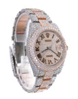 DJ Two-Tone Rose Gold Roman Numerals 41MM Moissanite Diamond Watch 22CT - Moissanite Bazaar - moissanitebazaar.com