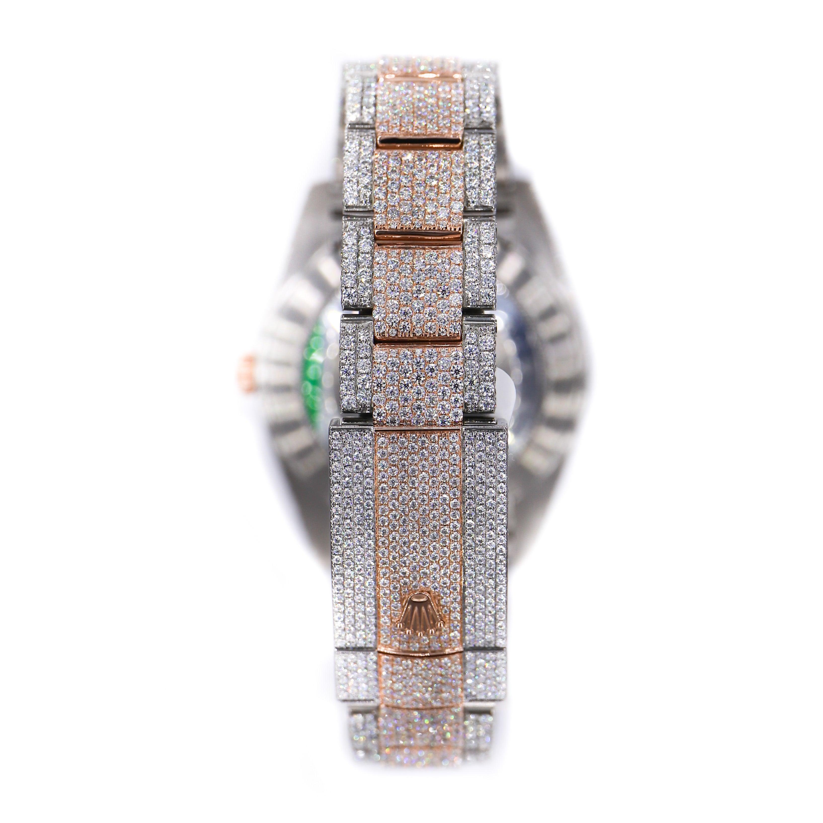 DJ Two-Tone Rose Gold Roman Numerals 41MM Moissanite Diamond Watch 22CT - Moissanite Bazaar - moissanitebazaar.com