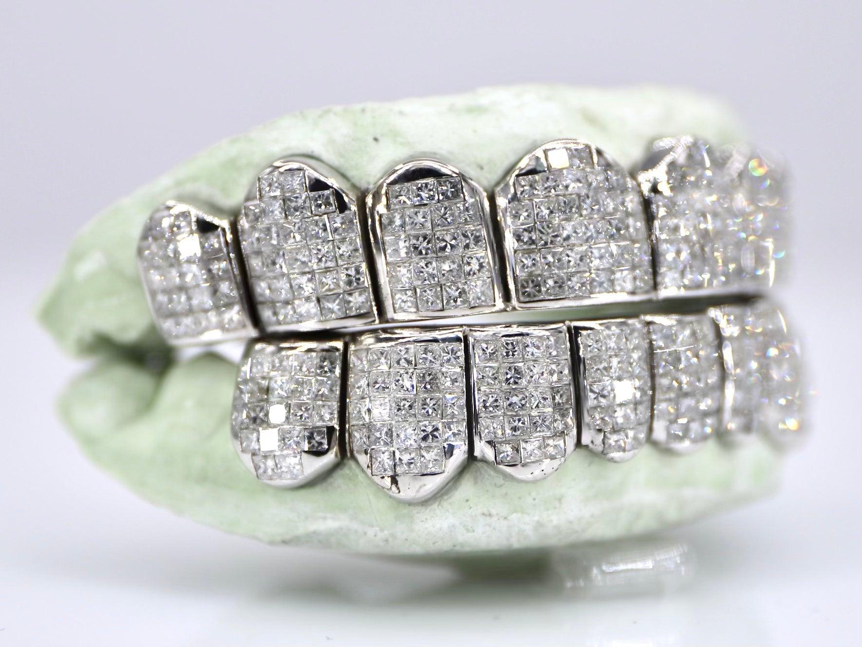 Invisible Set Princess Cut Diamond Grillz - Natural SII Quality ...