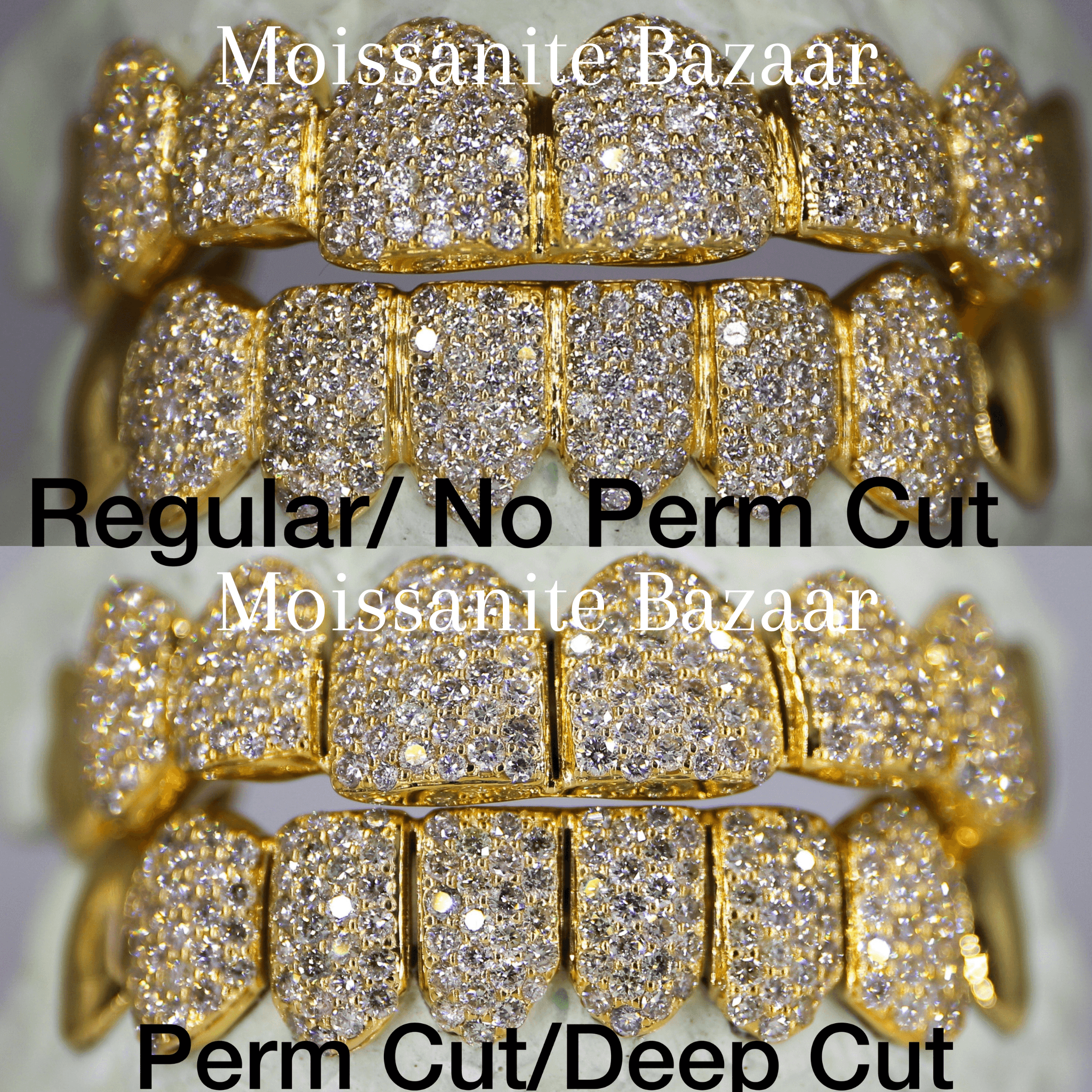 Diamond Teeth Grills Princess Cut Gold Teeth Invisible Set